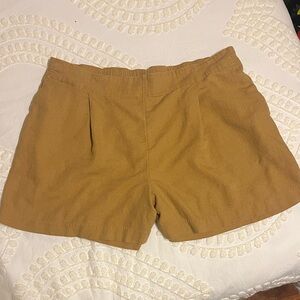 Philosophy Golden Mustard Elastic-Waist Shorts with pockets.